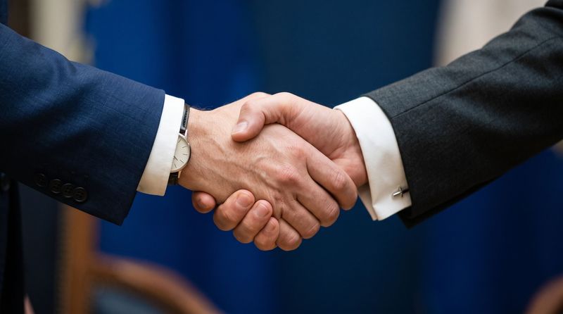 Two people shaking hands, illustrative image